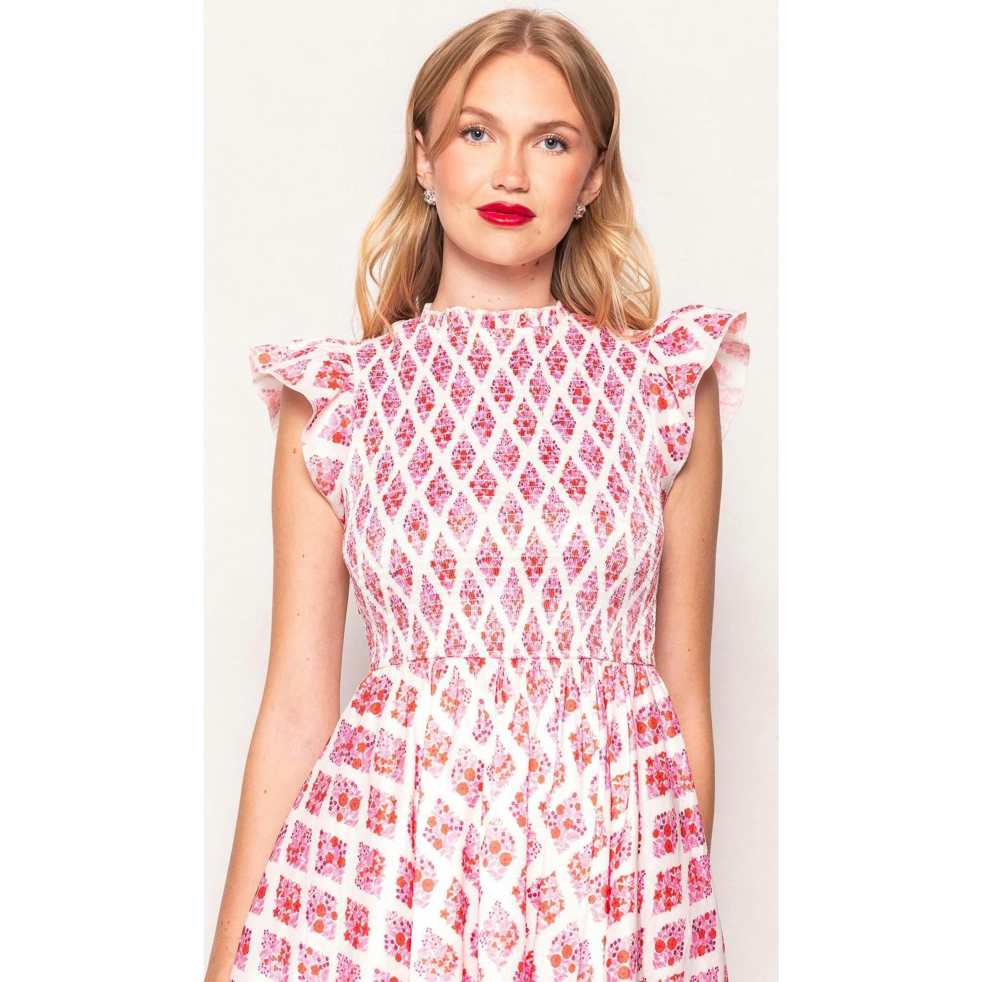 Kylie Dress in Rouge Lattice Floral