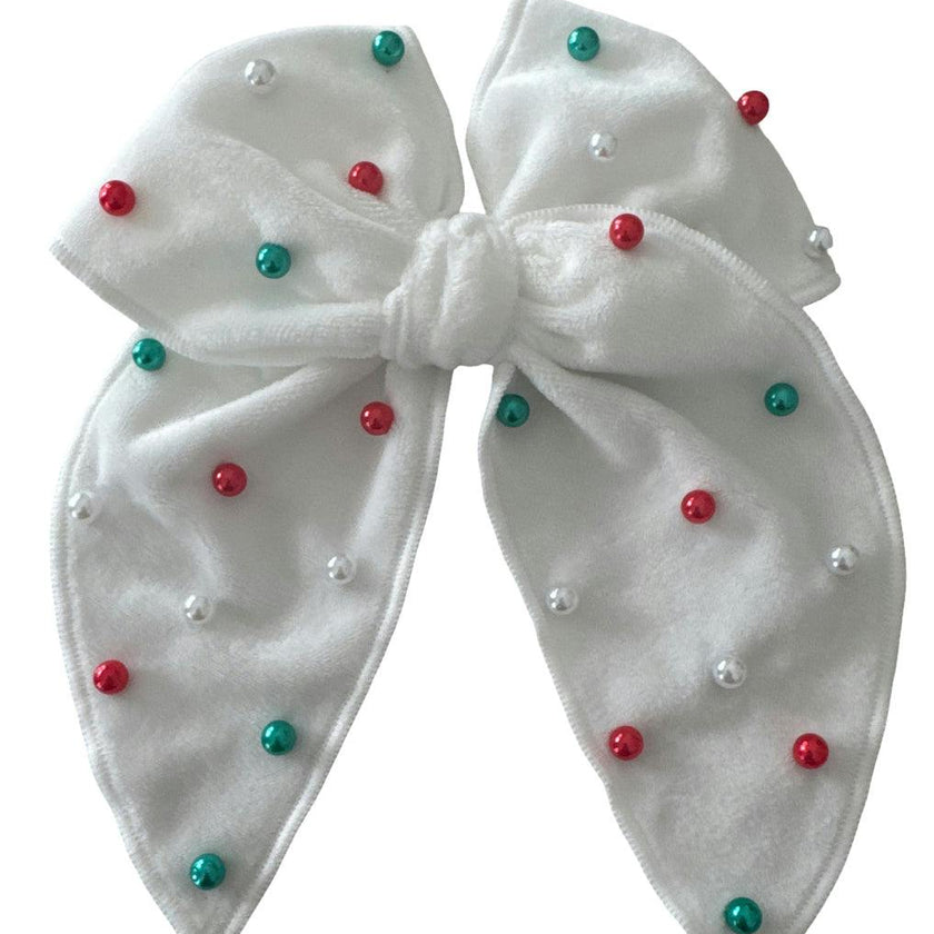 White Holiday Pearls Camila Bow