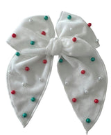 White Holiday Pearls Camila Bow