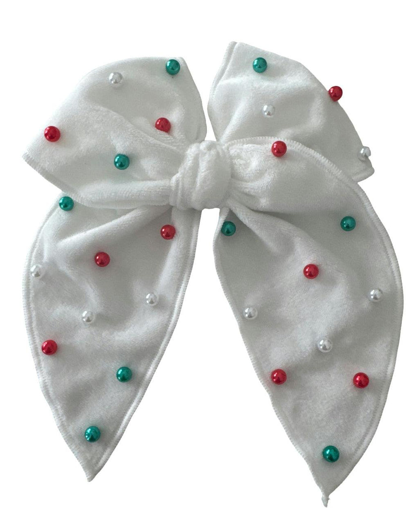 White Holiday Pearls Camila Bow