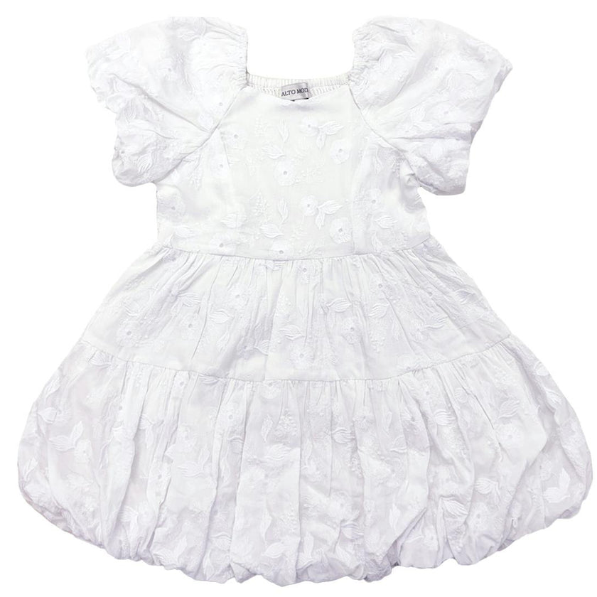 White Floral Embroidery Girls Daphne Dress