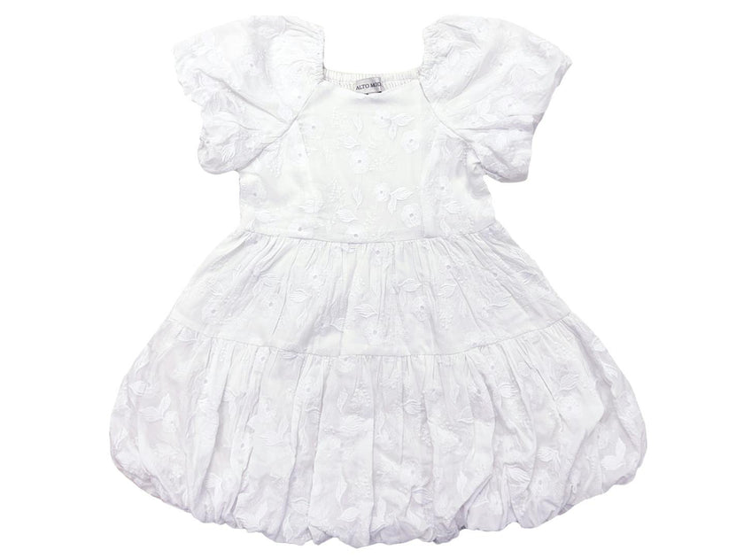 White Floral Embroidery Girls Daphne Dress