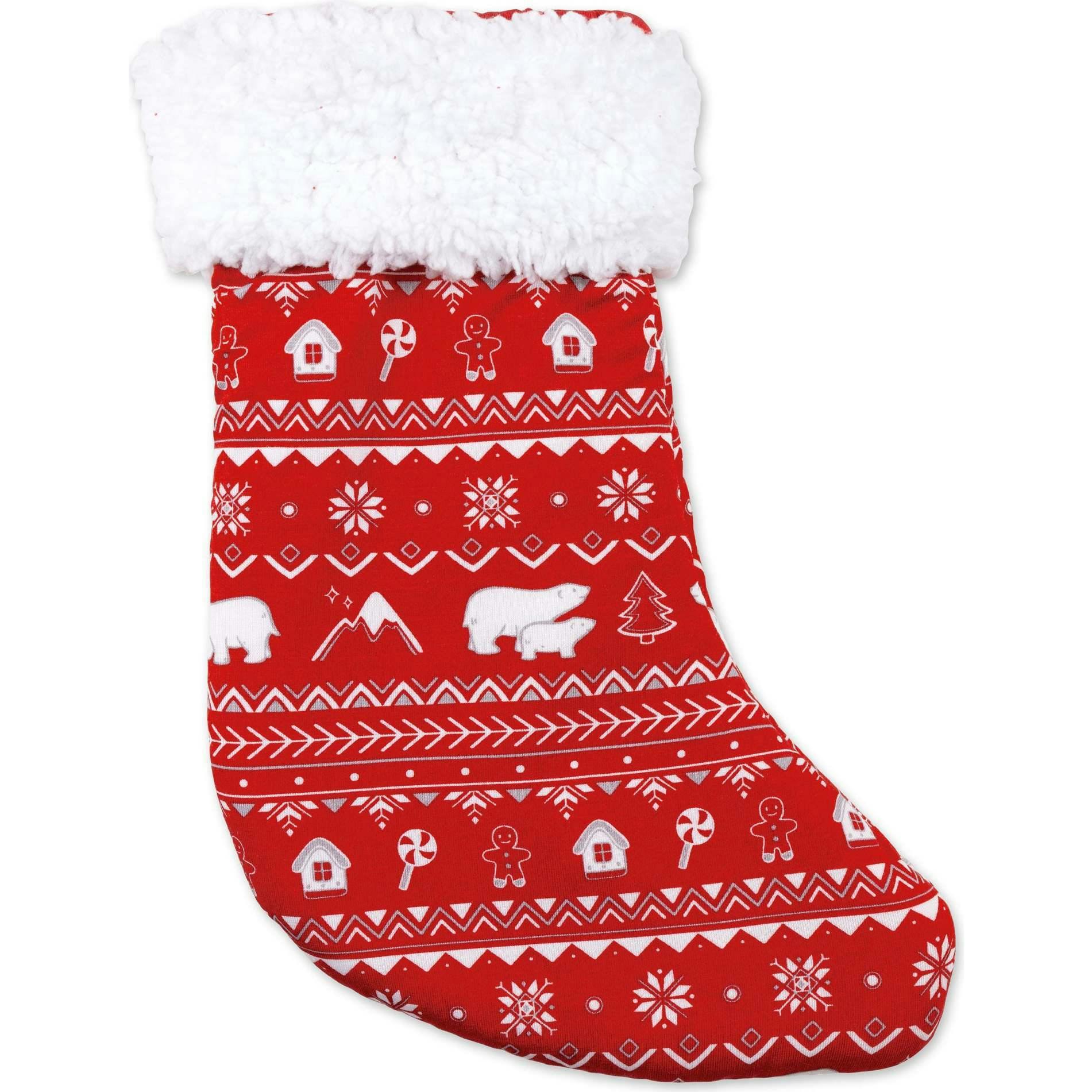 Polar Isle Red Bamboo Sherpa Stocking