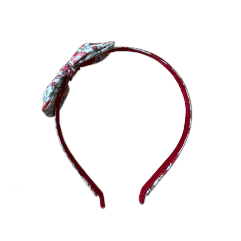 Liberty of London Bow Headband, Red/Cream Floral