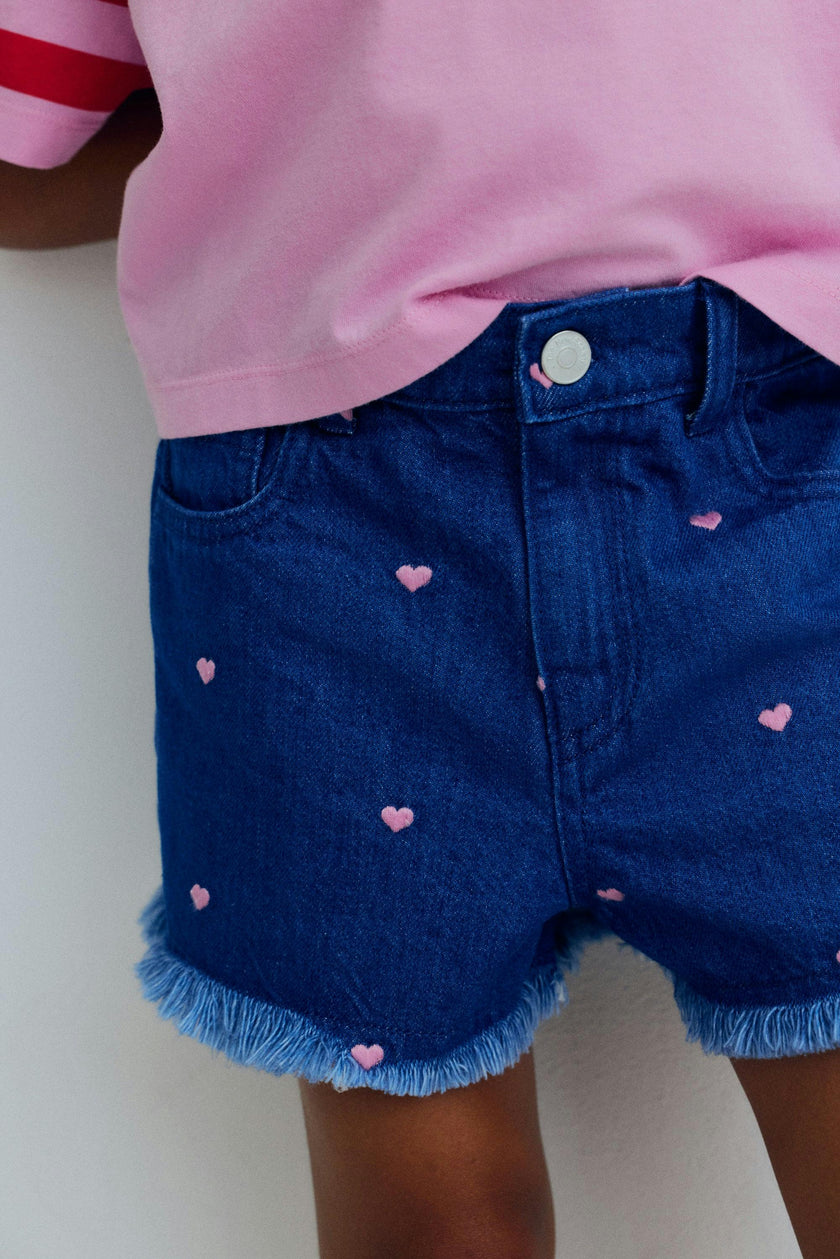 Lys Short Hearts Light Denim