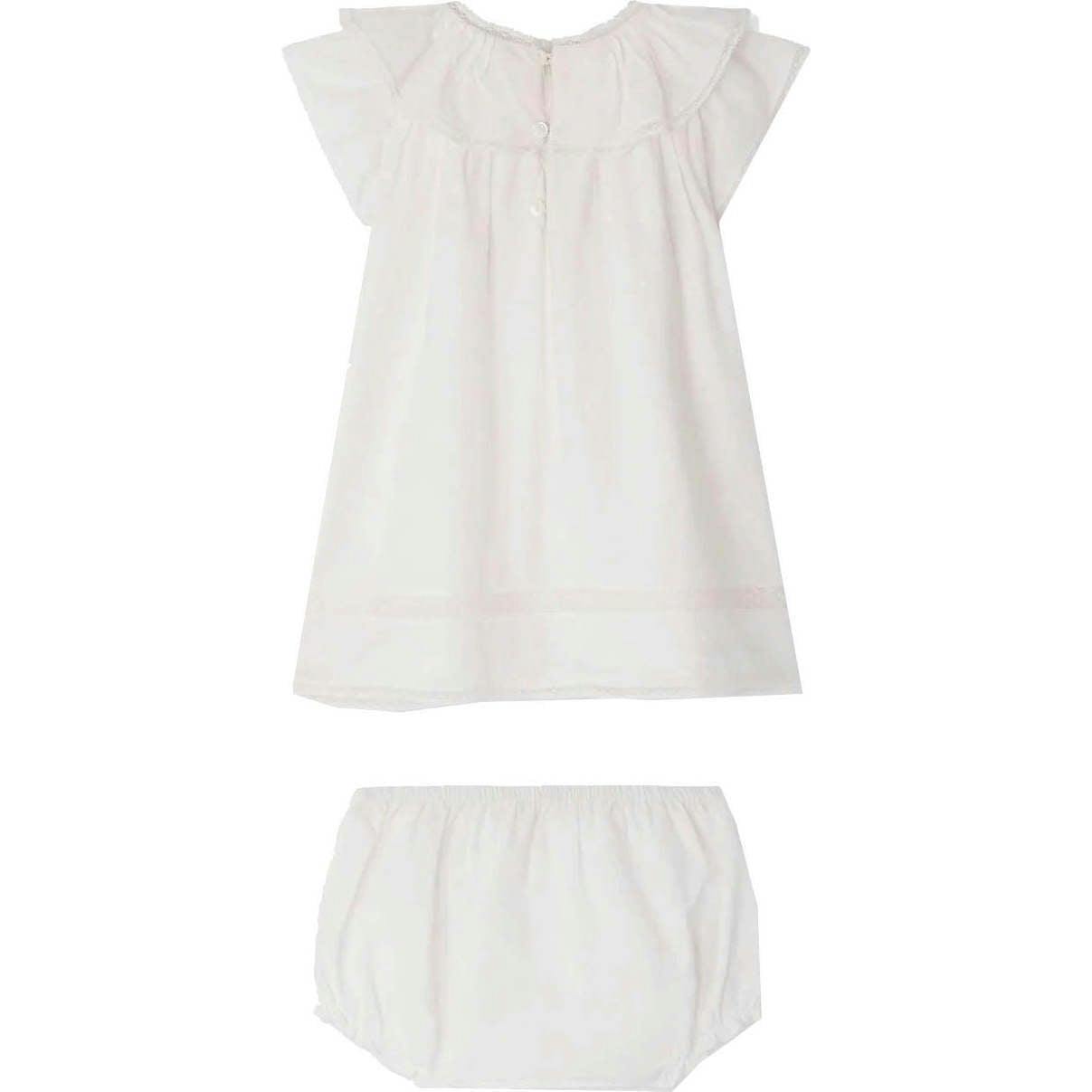 BONPOINT Lenou Baby Dress & Bloomers - Blanc Lait