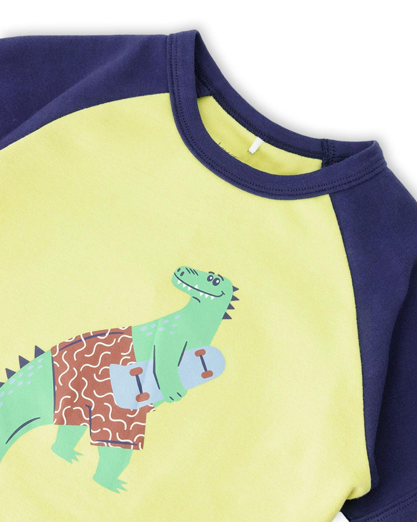 Organic Cotton Two-Piece Pyjama Set Blue Dino Print