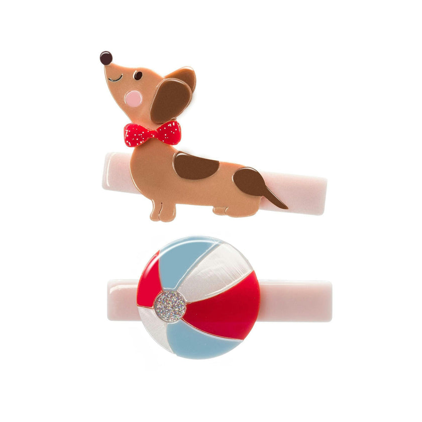 Sausage Dog Dachshunds Ball Hair Clips