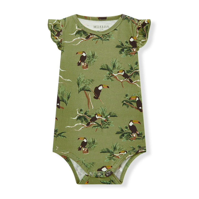 Cotton Stretch Ruffle One Piece