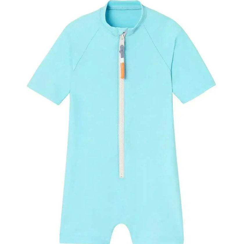 Boys' anti-UV short-sleeved jumpsuit, aqua | COMBI BYRON