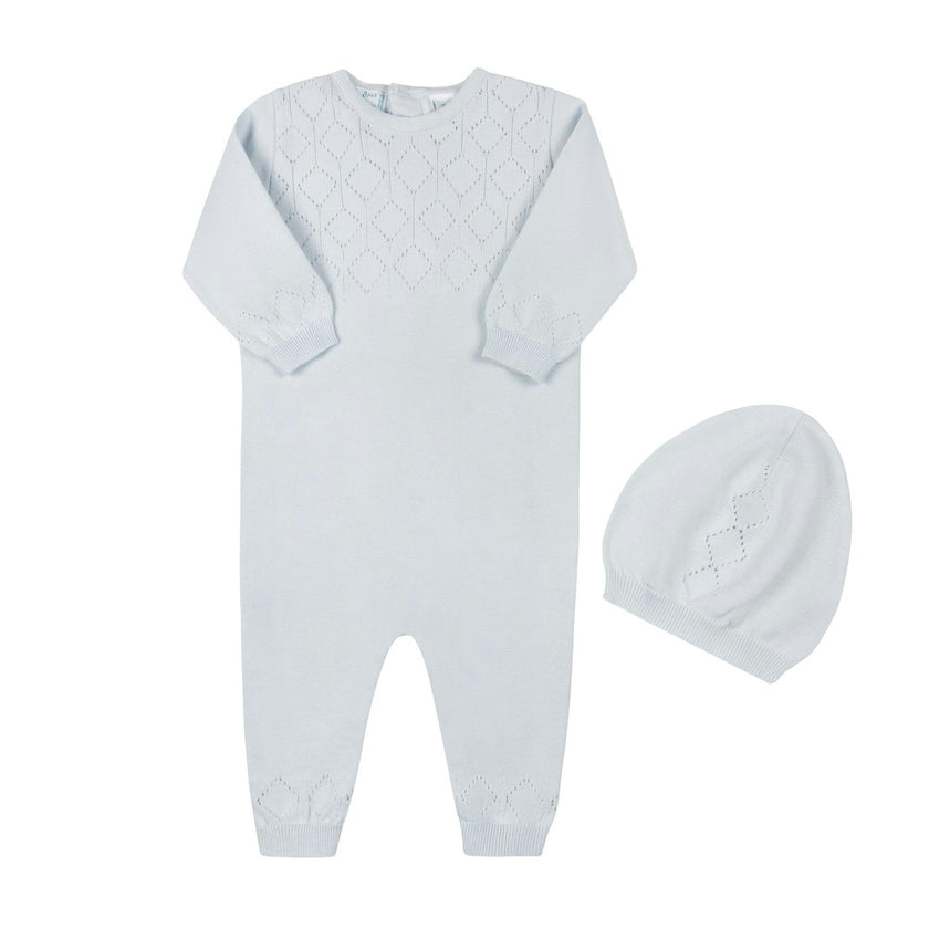 Lux Pointelle Knit Romper w/Hat