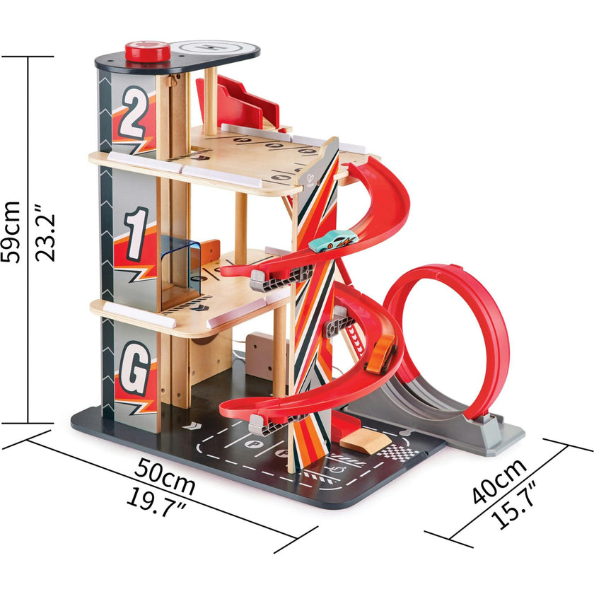 Stunt Garage Wooden High-Rise Car Parking Lot Playset