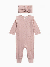 Organic Girl Waffle Romper Set
