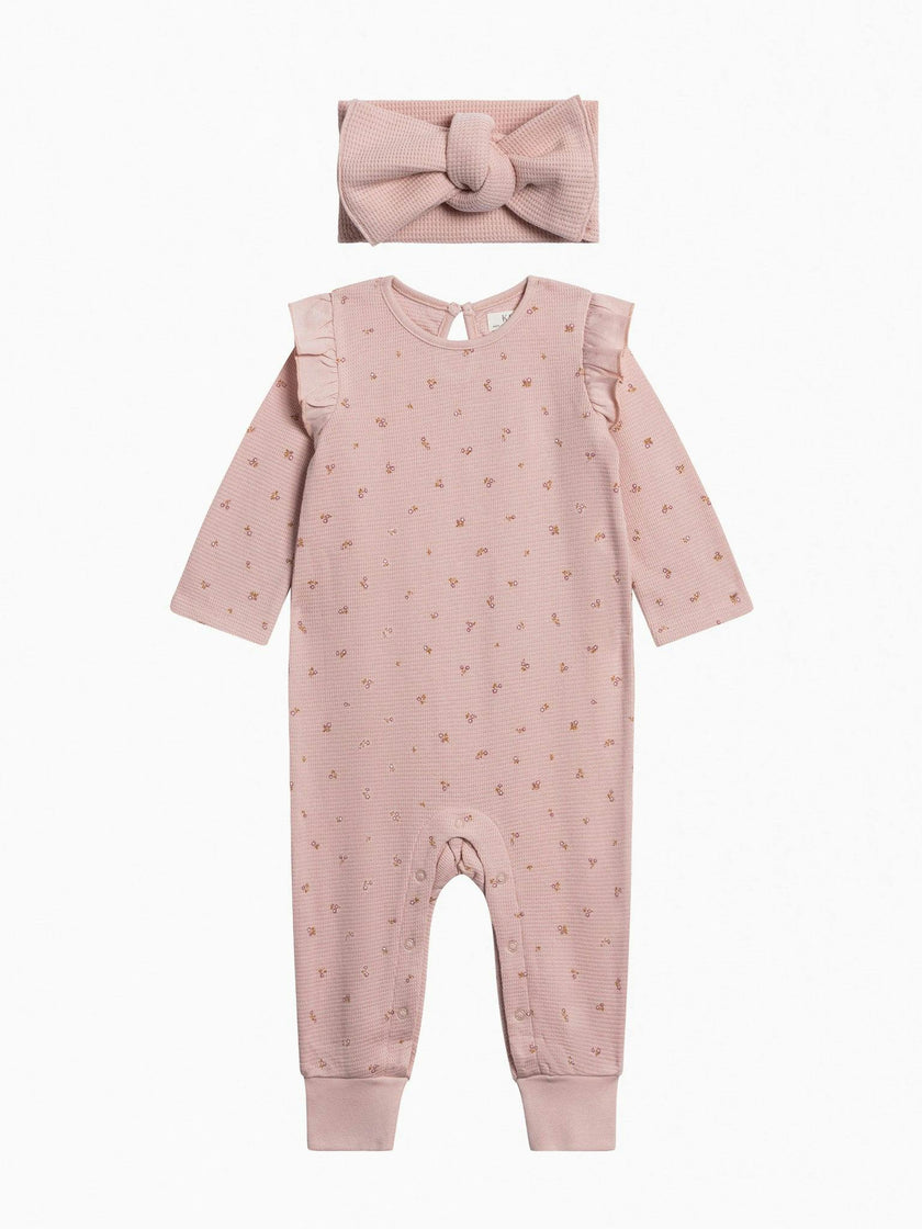 Organic Girl Waffle Romper Set
