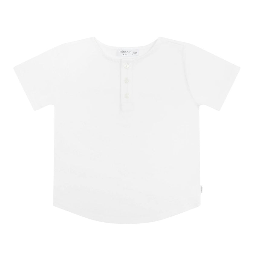 unisex white short sleeve henley
