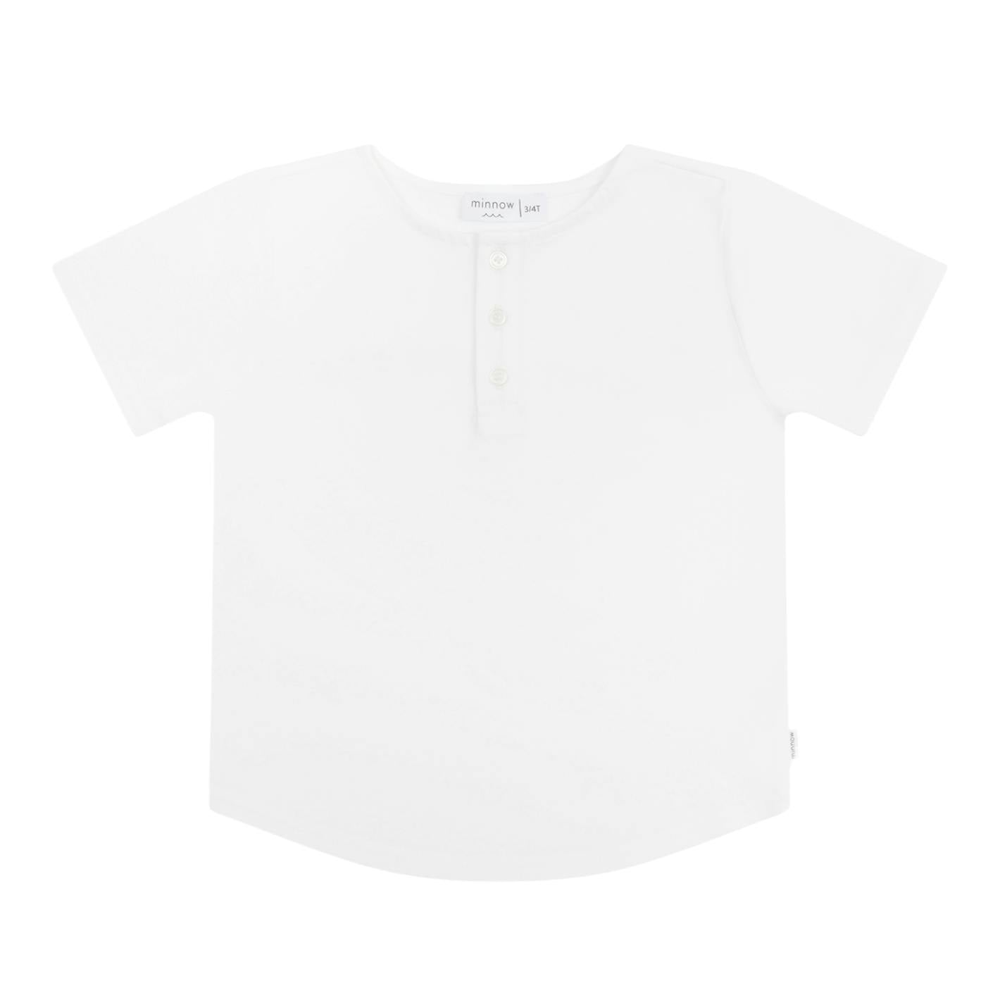 unisex white short sleeve henley