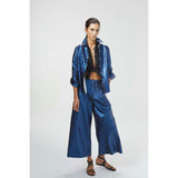 Culotte Metallic Linen Pants - Gold
