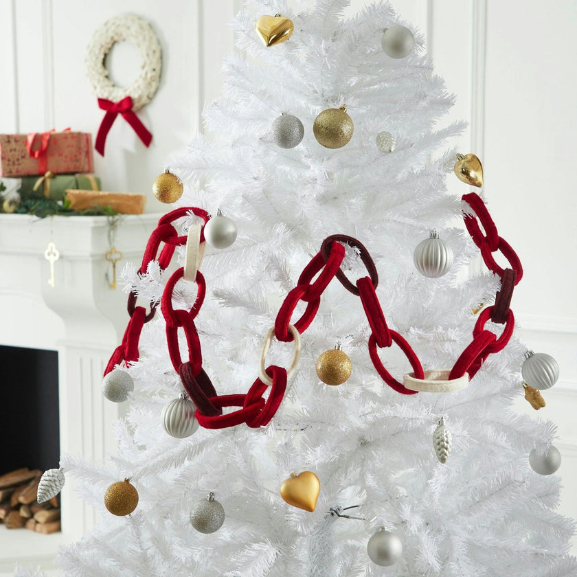 Hand Felted Wool Christmas Garland and Bunting - Loop Chain Red - 6'