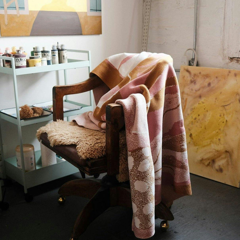 House Plants Knit Blanket