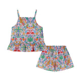 Girls Textured Cotton Poplin Top and Short Set | Pink Cheetah