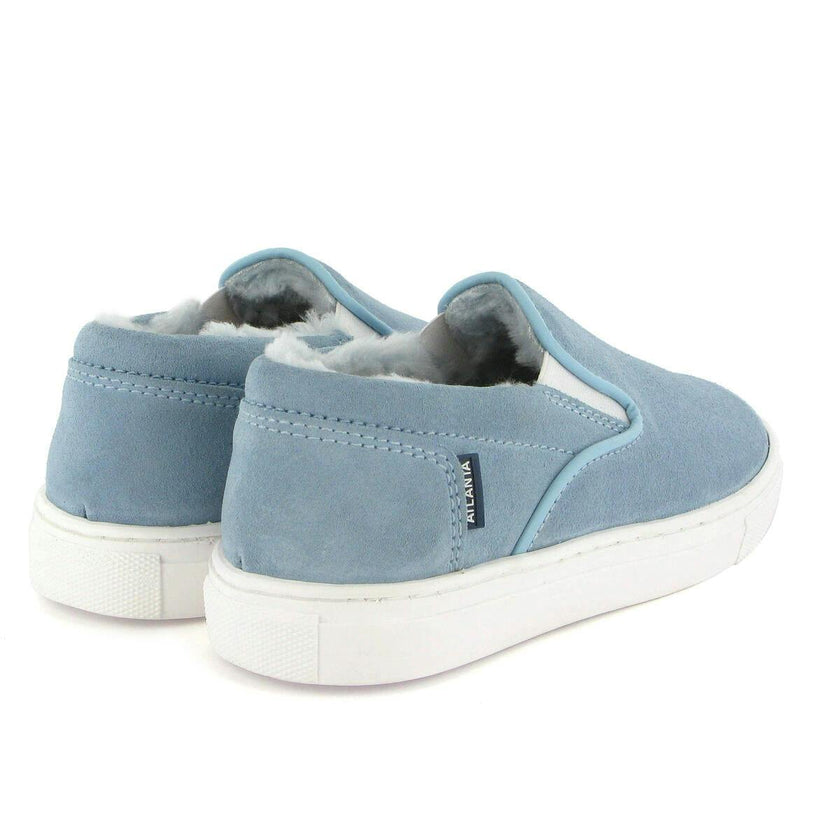 Wool Lining Suede Slip On Sneakers, Sky Blue