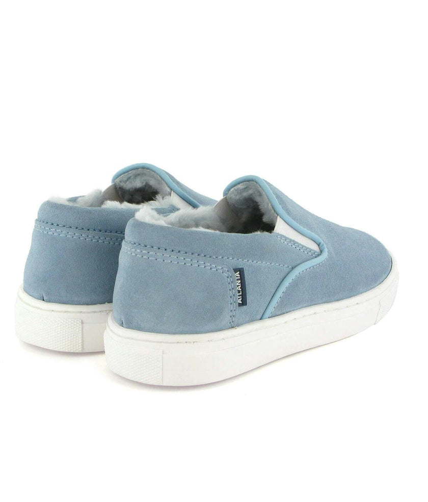 Wool Lining Suede Slip On Sneakers, Sky Blue