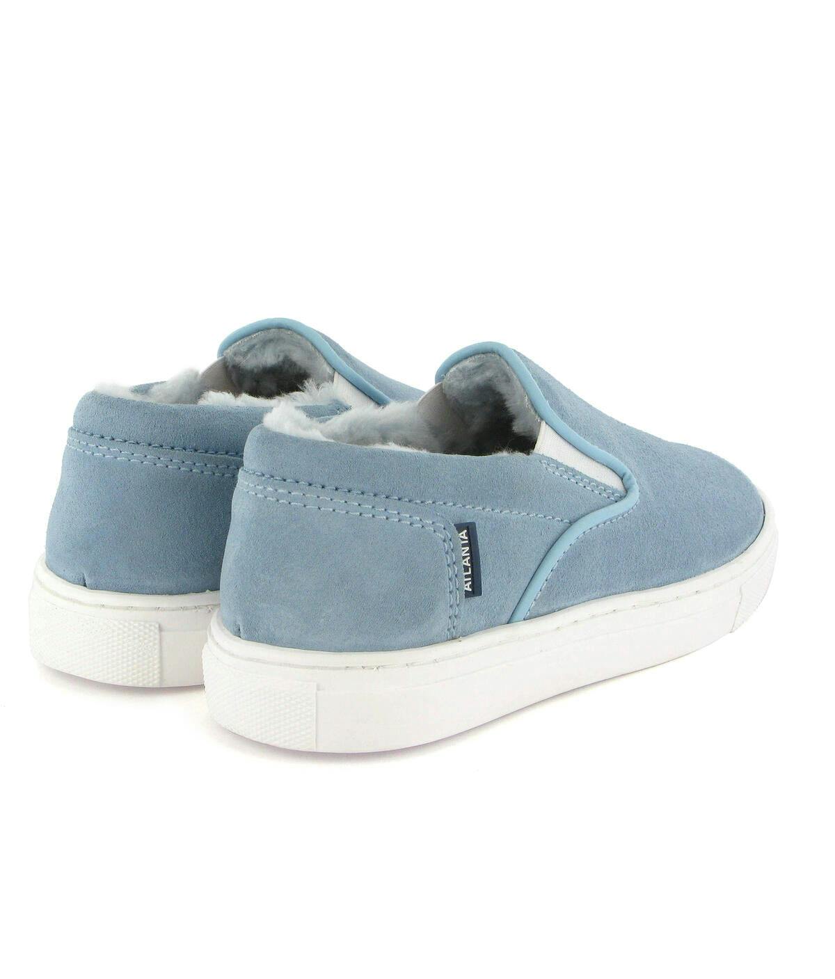 Wool Lining Suede Slip On Sneakers, Sky Blue