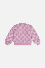 Faux Fur Jacquard Bomber Jacket Violet