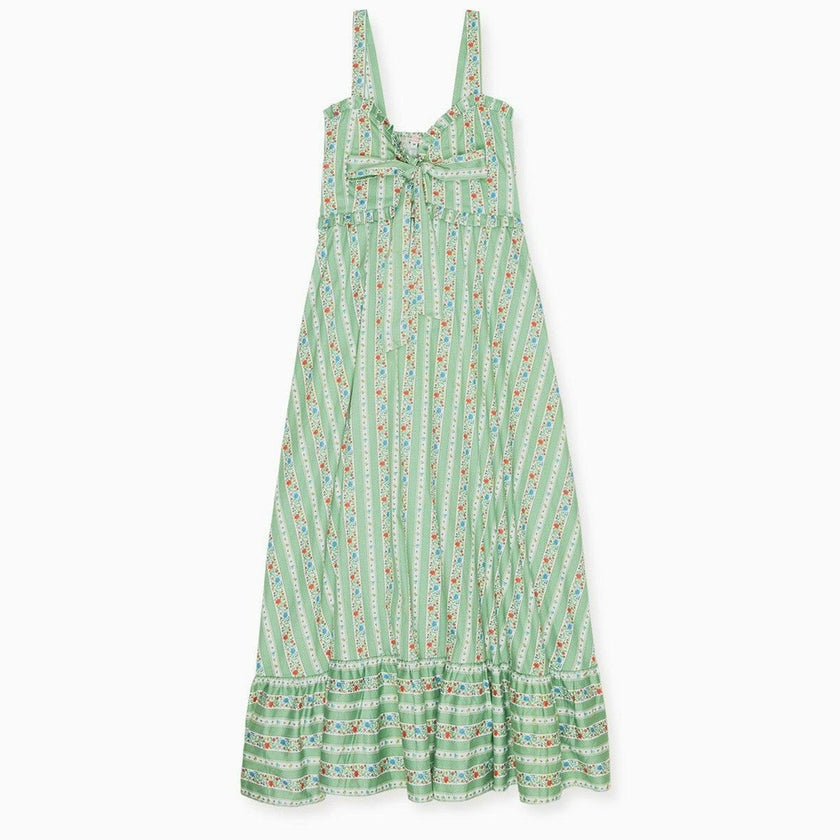 Sage Floral Stripe Toledo Women Midi Dress