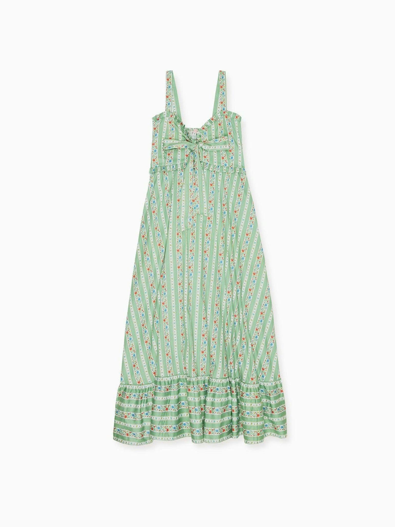 Sage Floral Stripe Toledo Women Midi Dress