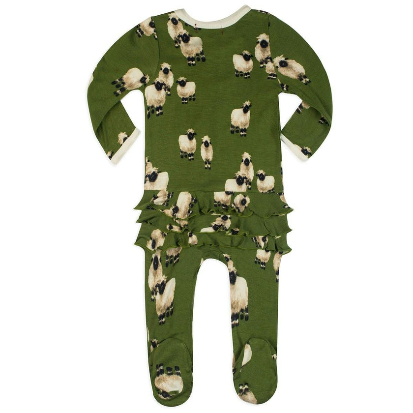 Valais Bamboo Ruffle Zipper Footed Romper