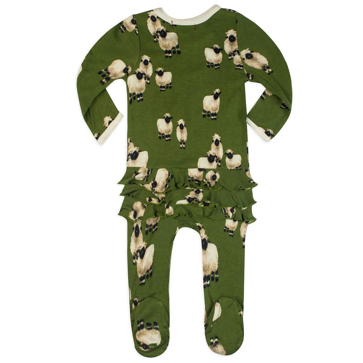 Valais Bamboo Ruffle Zipper Footed Romper