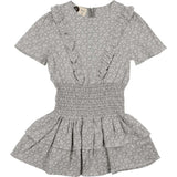 Textured Floral Short Sleeve Peplum Dress