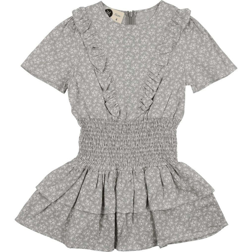 Textured Floral Short Sleeve Peplum Dress