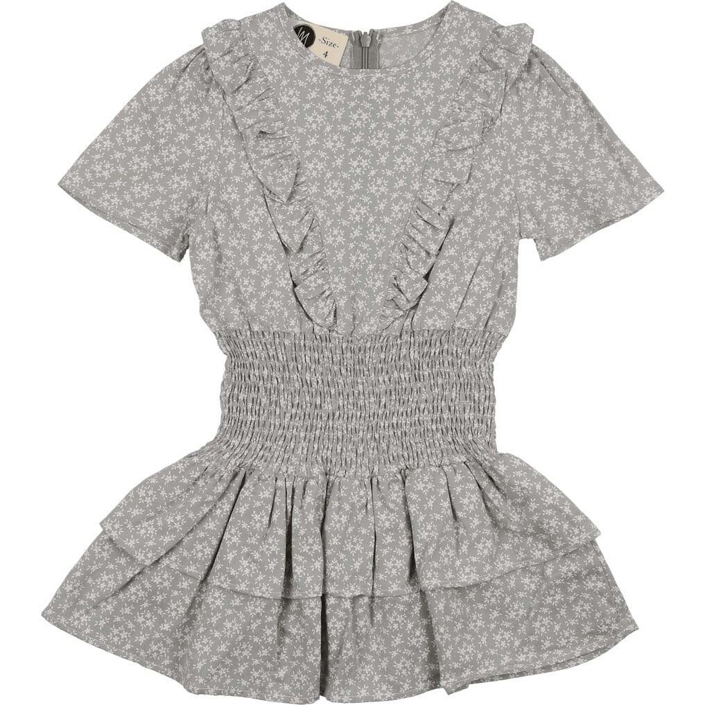 Textured Floral Short Sleeve Peplum Dress
