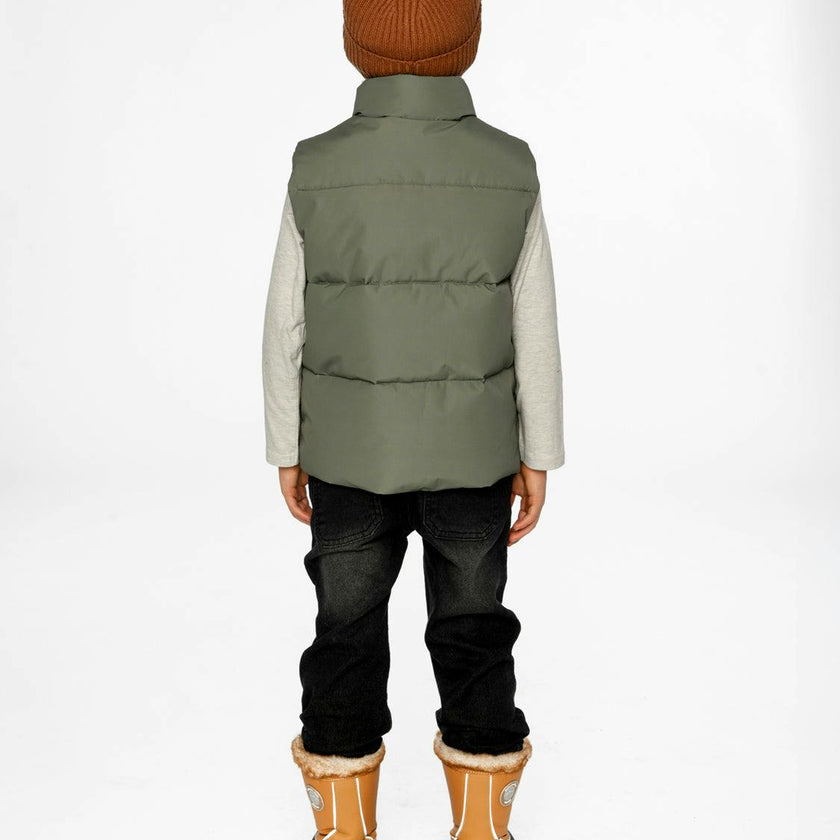 Sleeveless Mid-Season Vest Olive Green