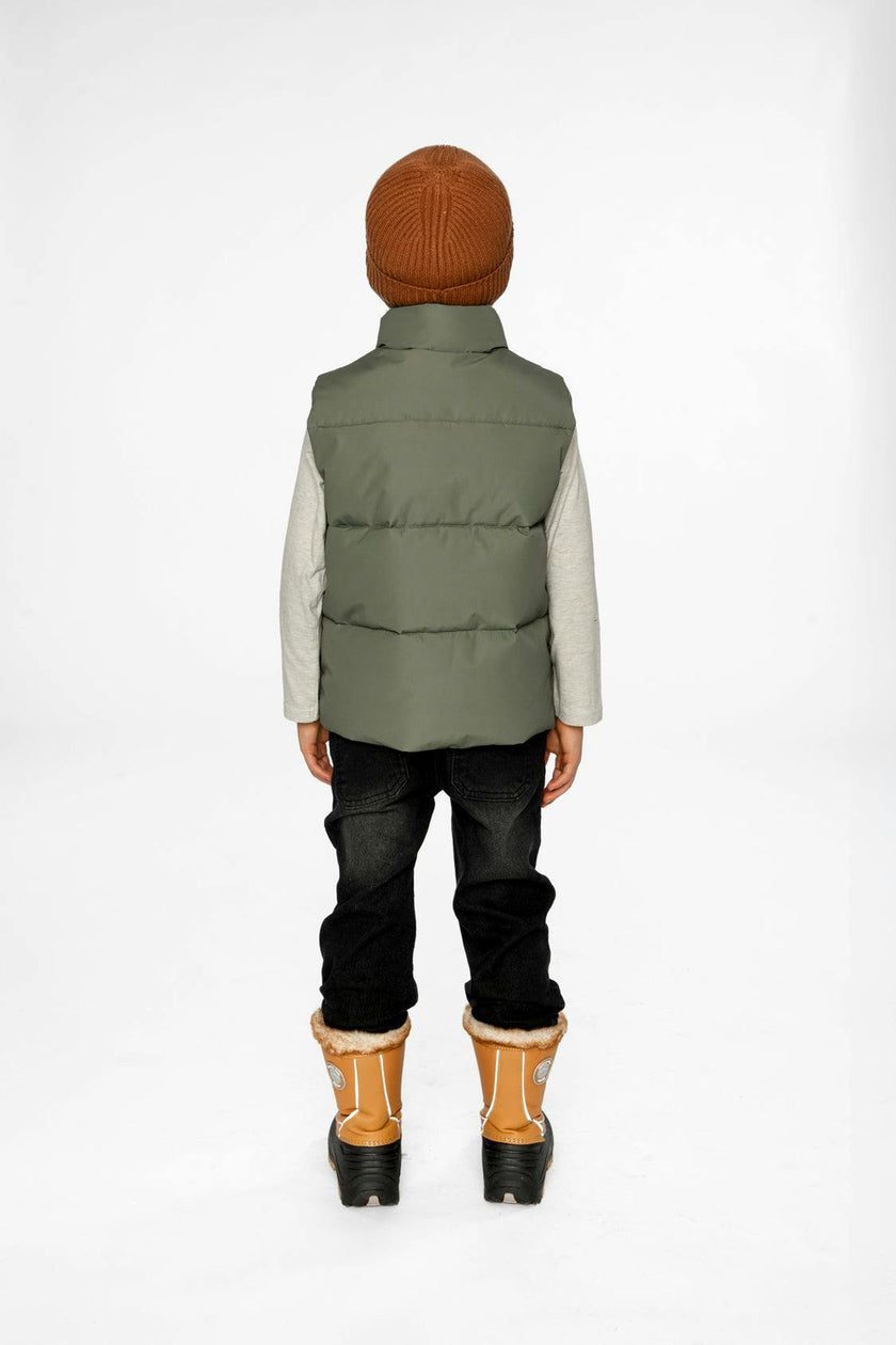 Sleeveless Mid-Season Vest Olive Green