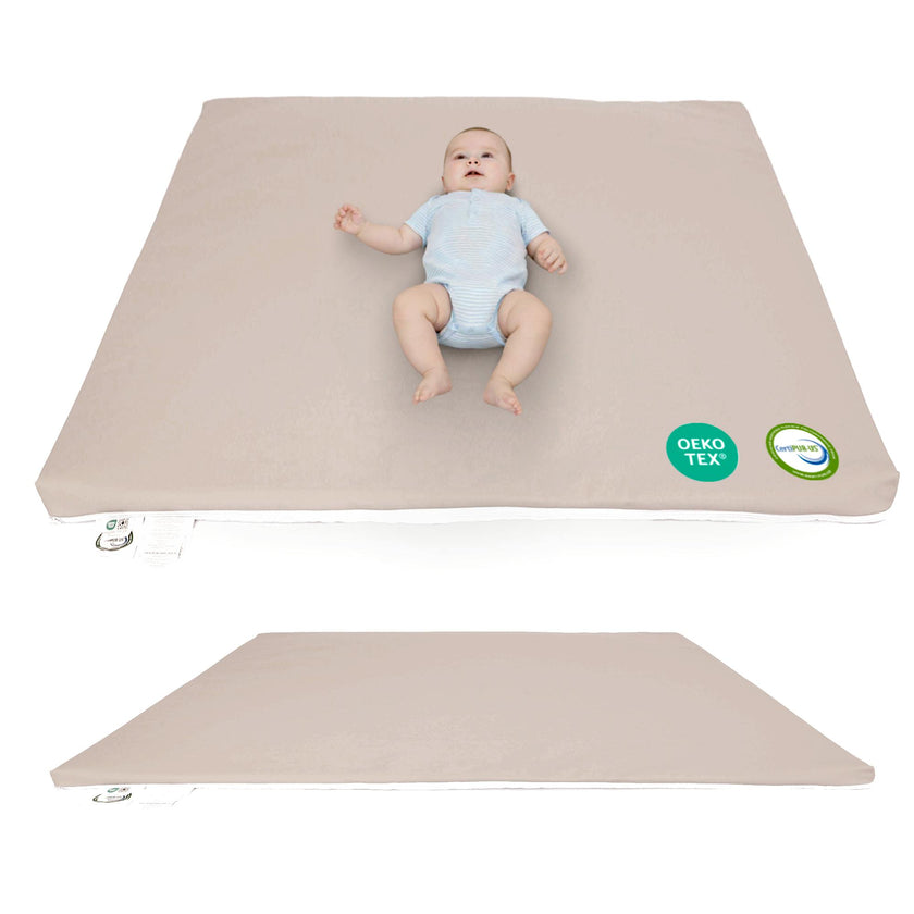 Sleepah Waterproof Vegan Leather Baby Play Mat, 50x50  - Waterproof Removable Cover