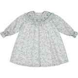 Yse Blue Floral Long Sleeve Bishop Dress