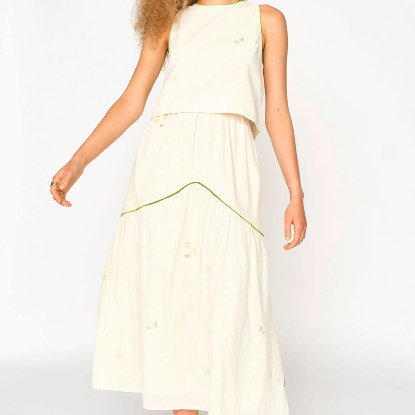 Brighton Skirt in Lime Jamdani