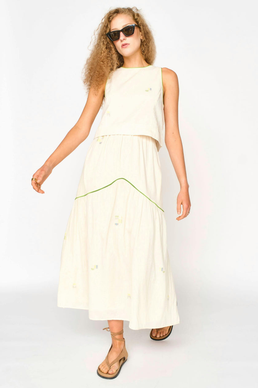 Brighton Skirt in Lime Jamdani