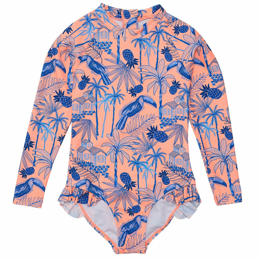 UPF50+ Sustainable High Neck Long Sleeve Leg Frill Surf Suit