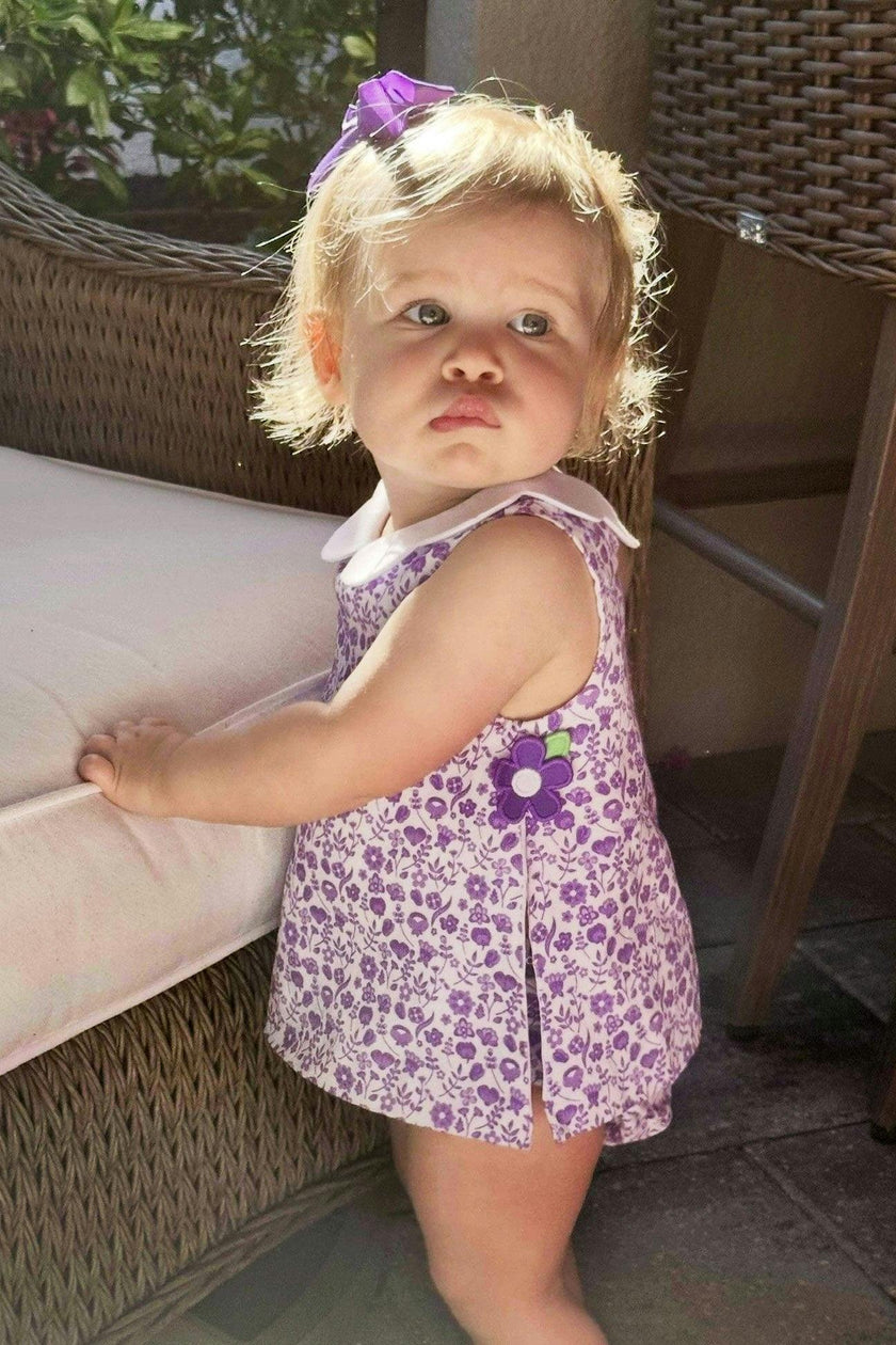 Printed Pique Dress & Bloomer with Flowers