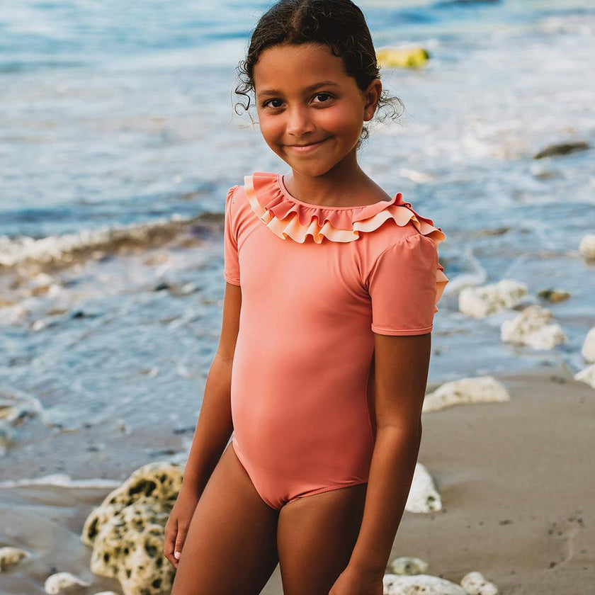 Carlotta Surf Suit in Coral Pink & Peach Pink