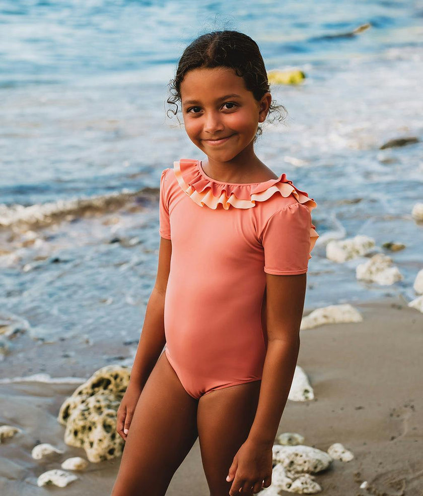 Carlotta Surf Suit in Coral Pink & Peach Pink