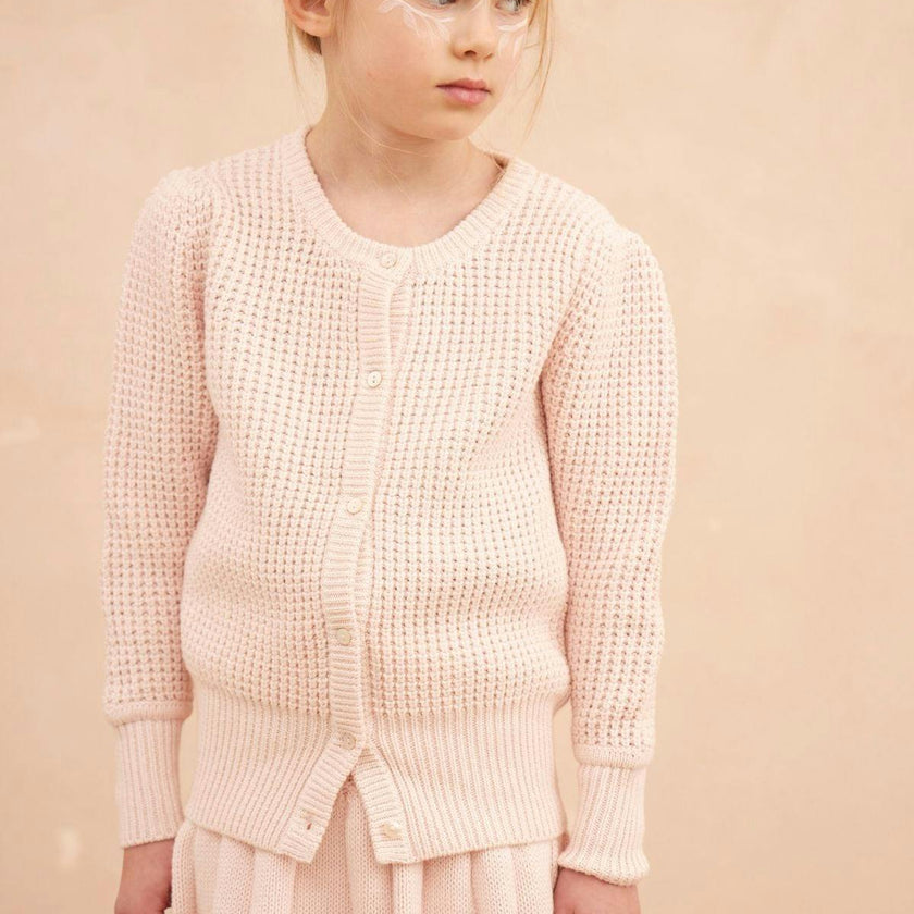 Waffle Knit Cardigan | Blush
