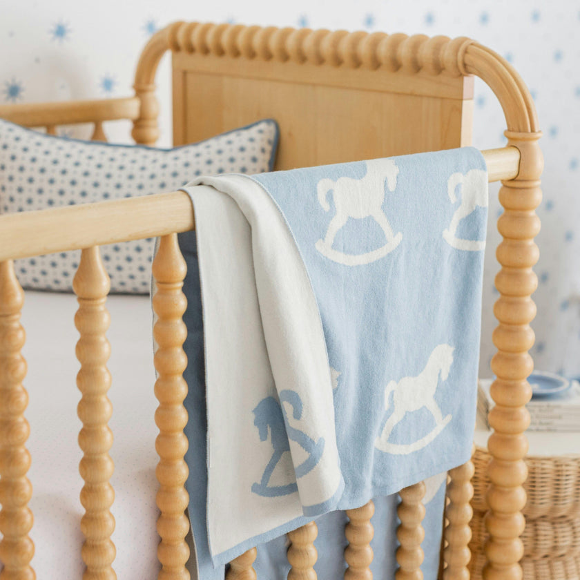 Pima Crib Sheet - Blue Micro Dot