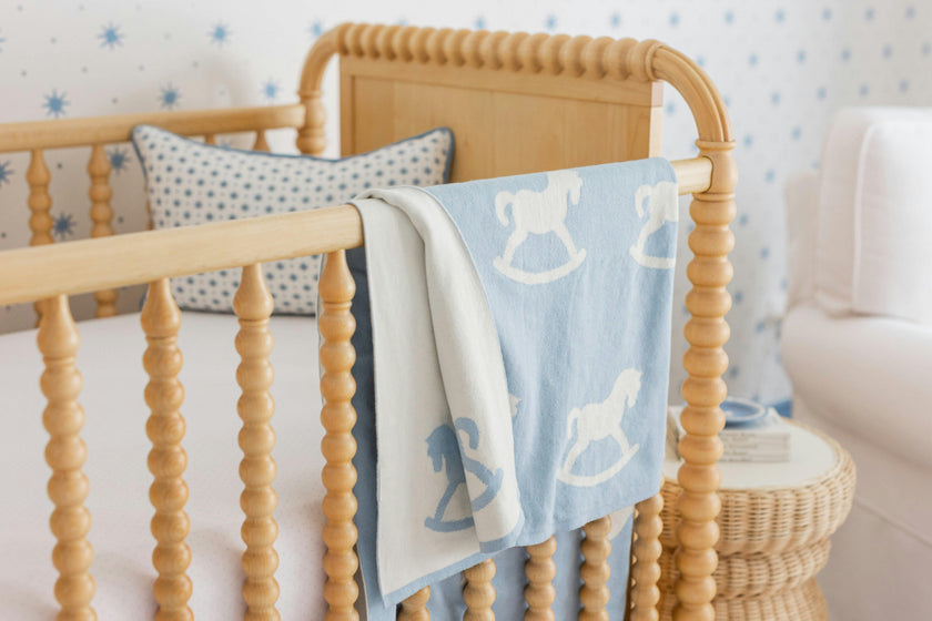 Pima Crib Sheet - Blue Micro Dot