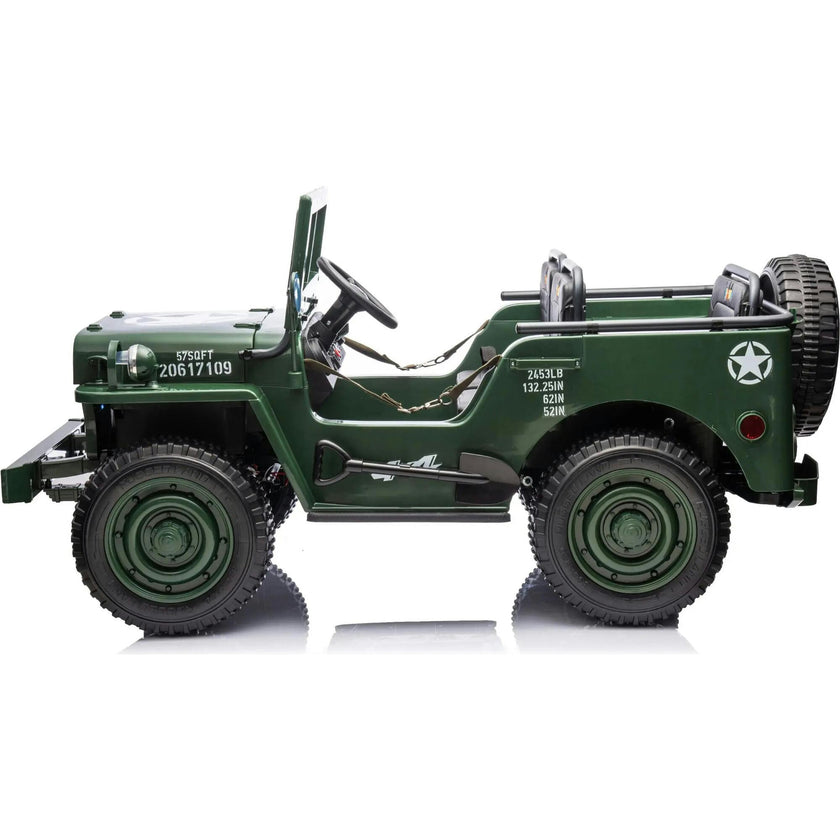 Military Willys 24V 3-Seater 4x4 Kids Ride-On Truck