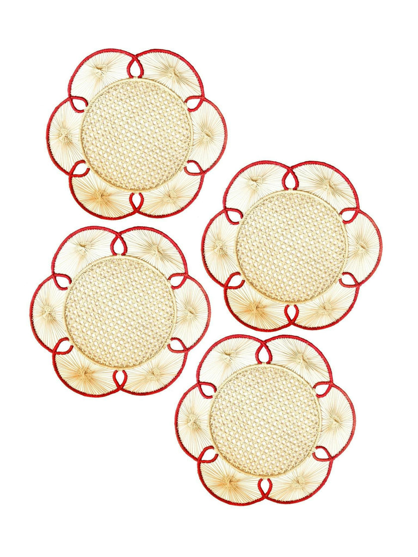 Set of 4 Flora Chargers in Red